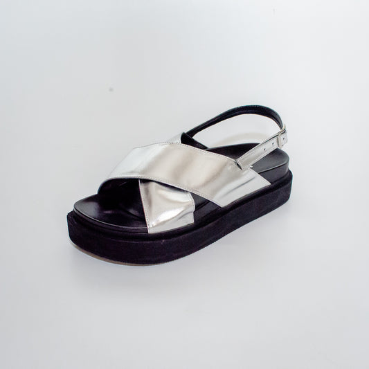 Supreme Dani Silver Leather Sandal (did not pass quality control,with minor damage)